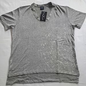 #1038 Spirit Jersey Heather Gray V-Neck Tee with White Constellation Graphic